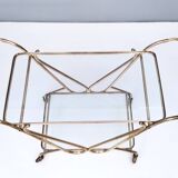 Brass Serving Cart with Glass Shelves, Italy
