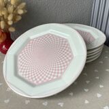 San Marciano psychedelic pink gingham plates - rare