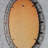 Oval wall mirror sun gilded metal frame vintage 60 70