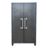 Metal kitchen cabinet, aluminum marshal's baton handles; 1950s