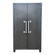 Metal kitchen cabinet, aluminum marshal's baton handles; 1950s