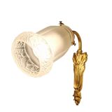 Paire d'appliques Art Nouveau en bronze doré et verre moulé dépoli