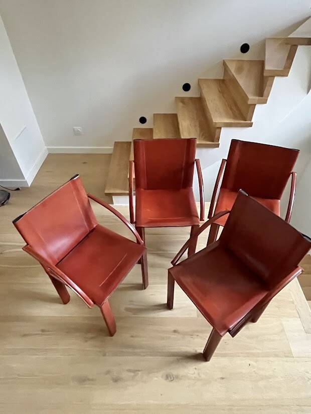 Set of 4 Carlo Bartoli chairs – Manufacturer Matteo Grassi – Coral model