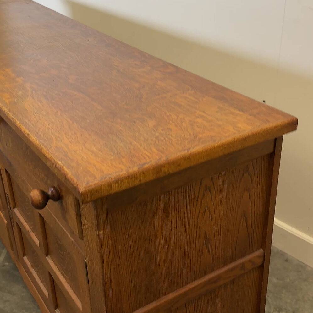 Vintage french oak sideboard with wavy details, ca. 1950s