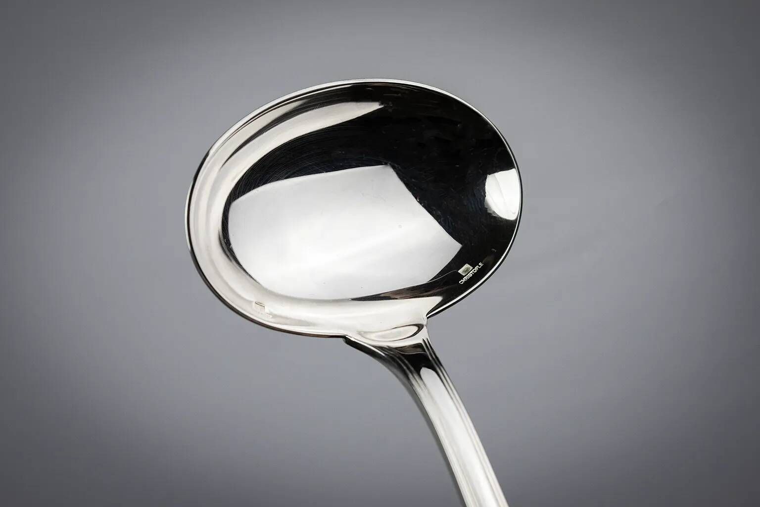 Christofle America sauce spoon, silver-plated metal, design by Luc Lanel (1933)