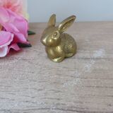 Figurine miniature lapin en laiton doré Vintage