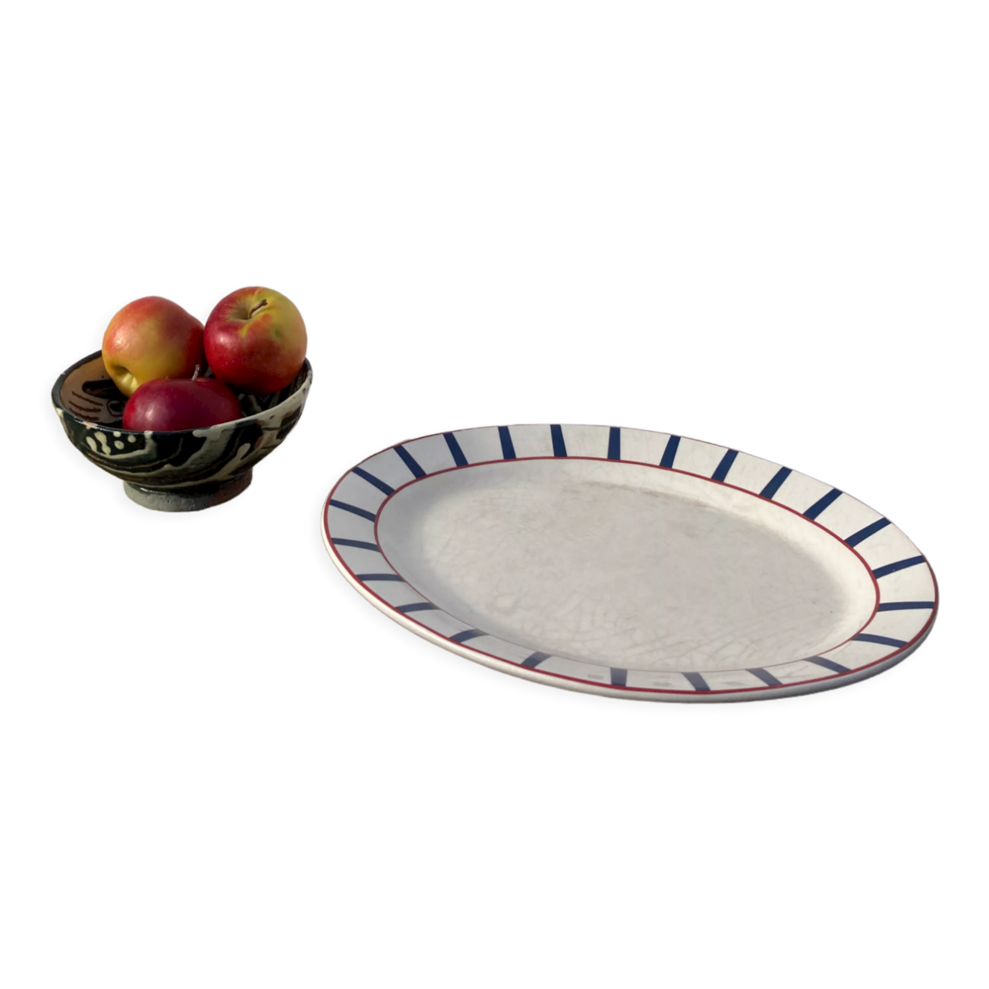 Traditional Basque oval ceramic dish