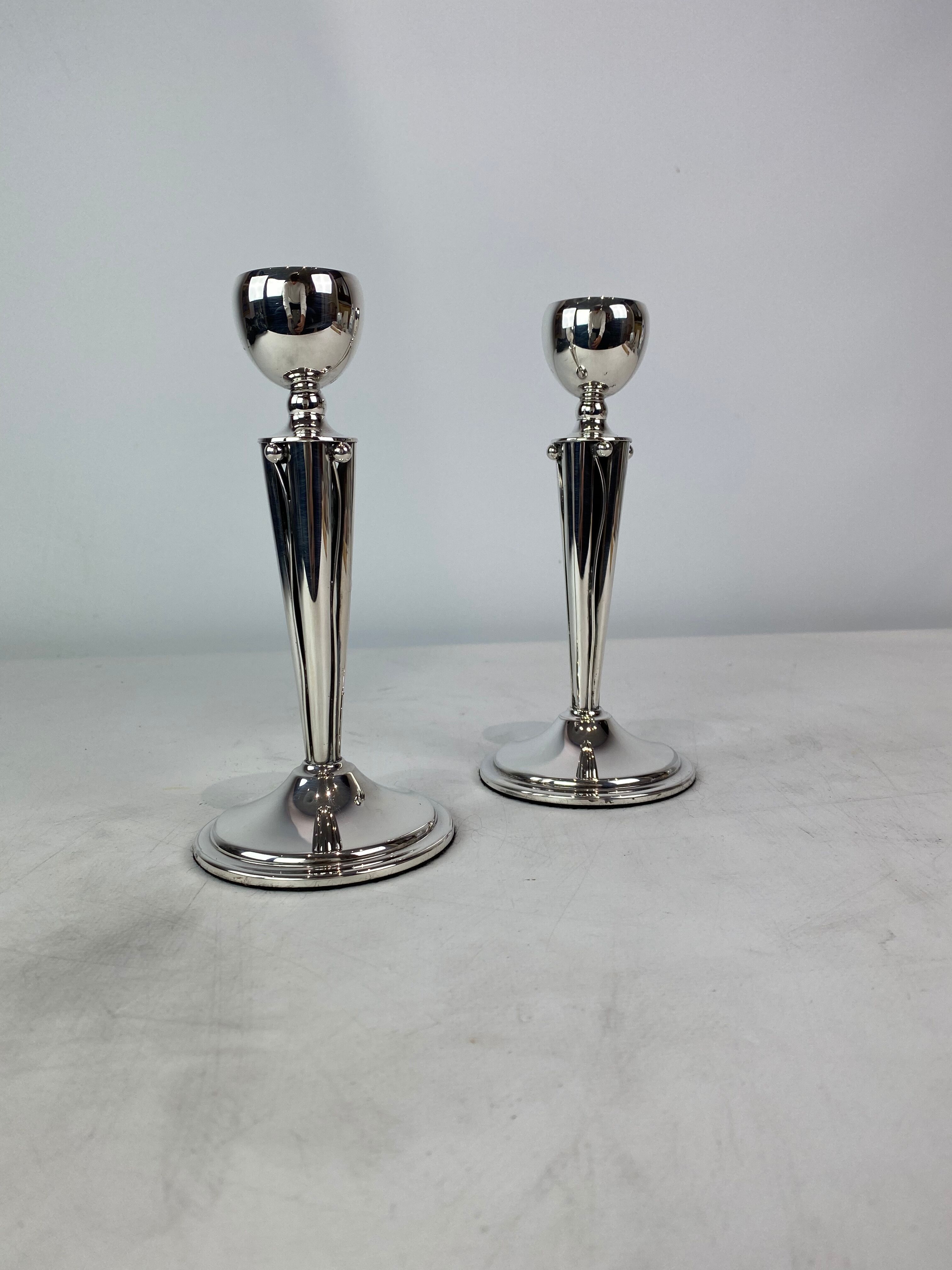 Set of candlesticks of hallmarked silver, 1920s