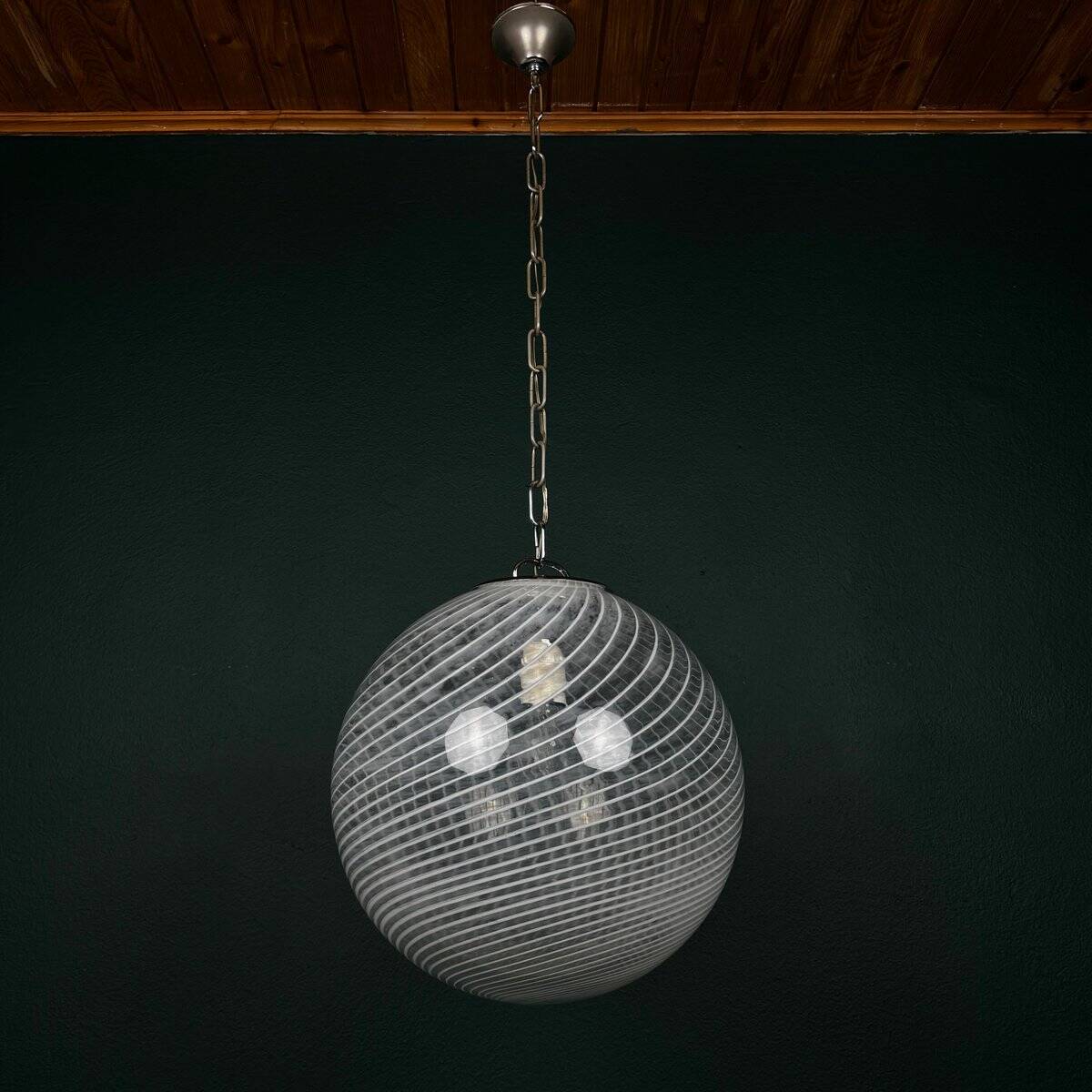 Vintage Swirl Murano pendant lamp, Italy, 1970s