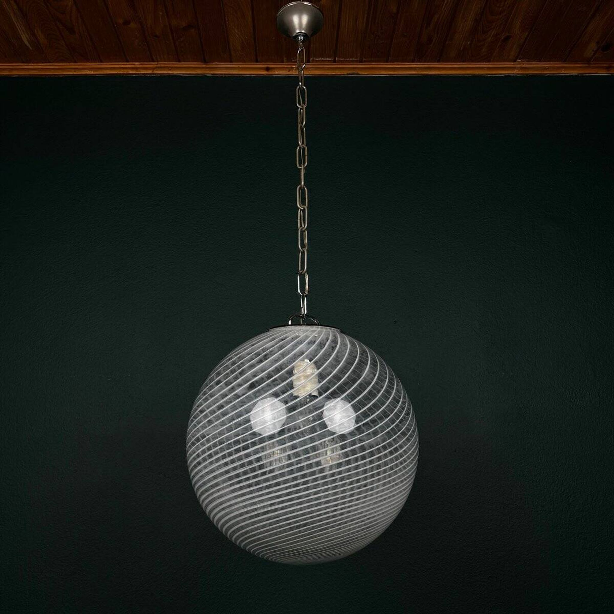 Vintage Swirl Murano pendant lamp, Italy, 1970s