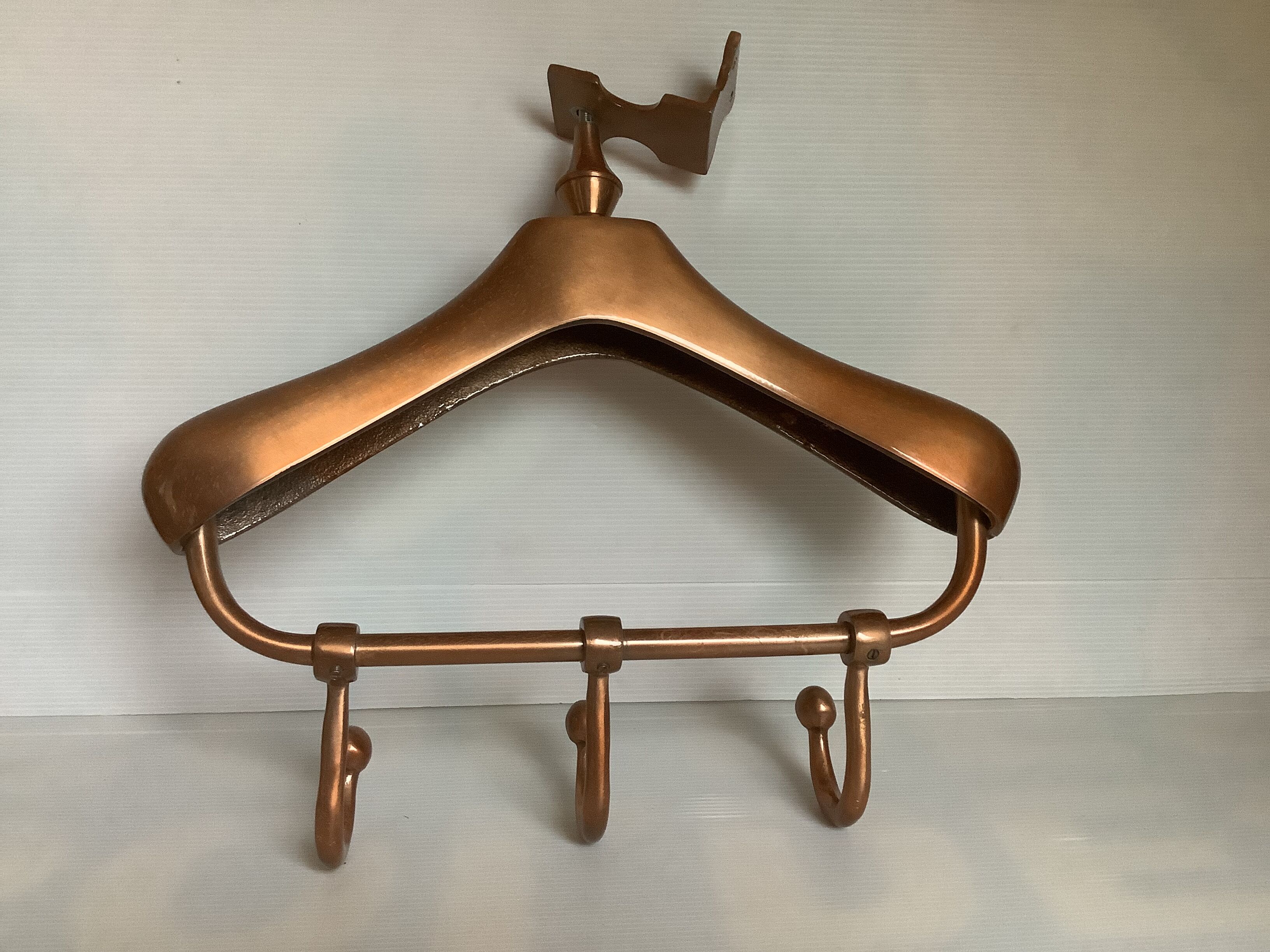 Coat rack gilded metal hanger varnished