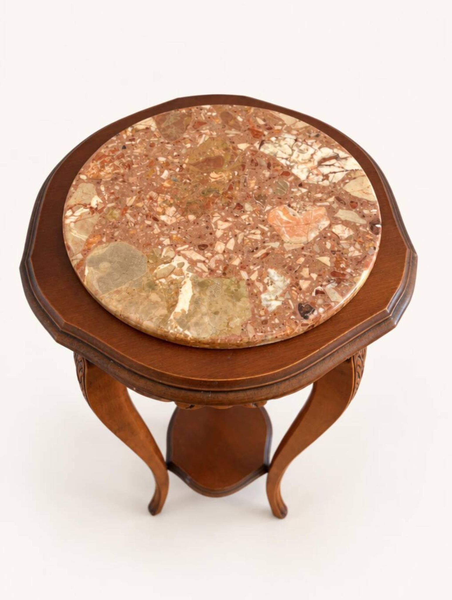 Vintage French marble plant stand, Louis XV pedestal table.