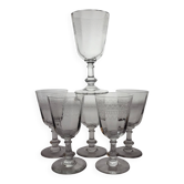 6 engraved glass wine/water glasses from the early 20th century.
