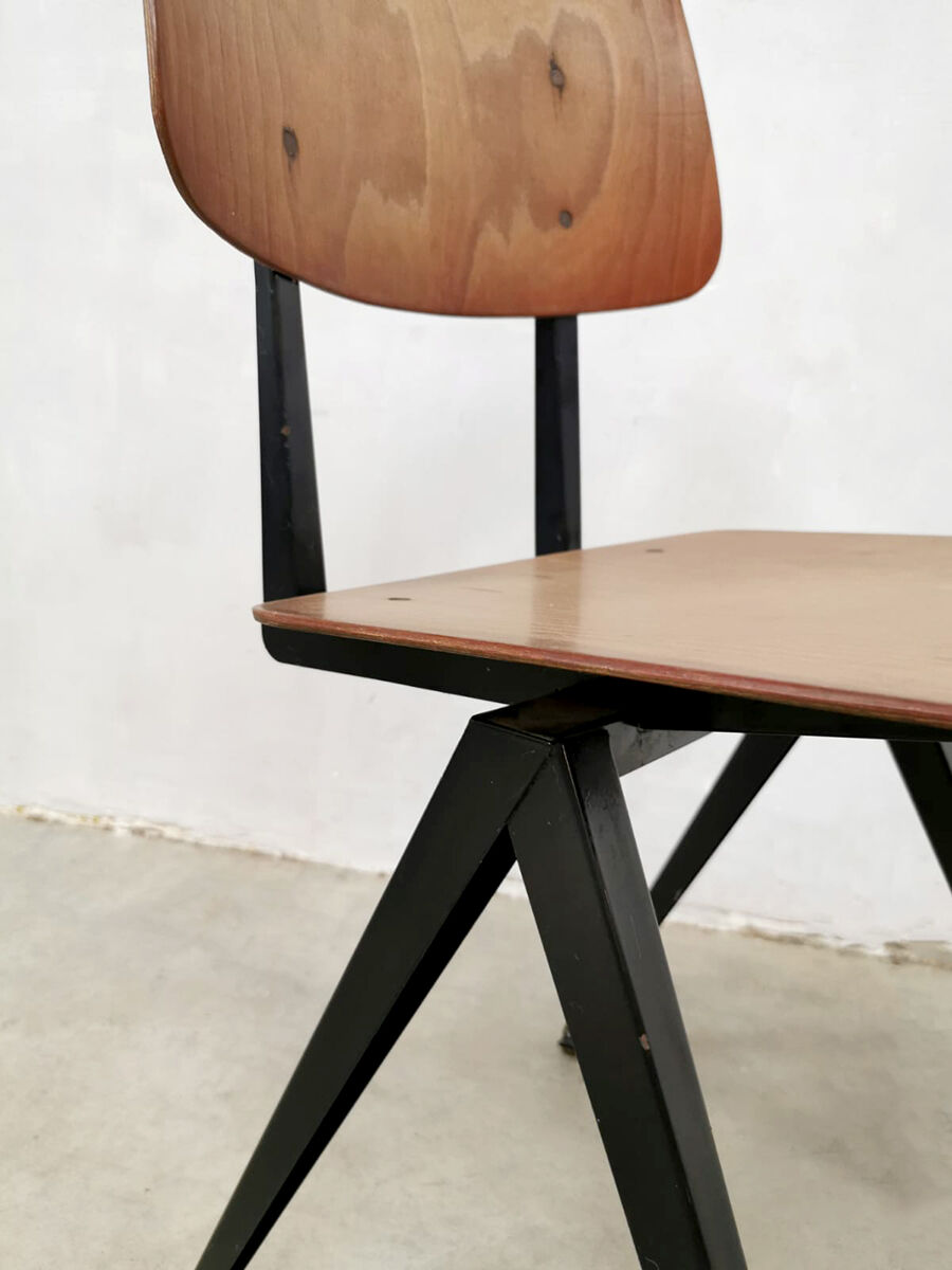 Set of 5 vintage industrial stacking school chairs Galvanitas model S16