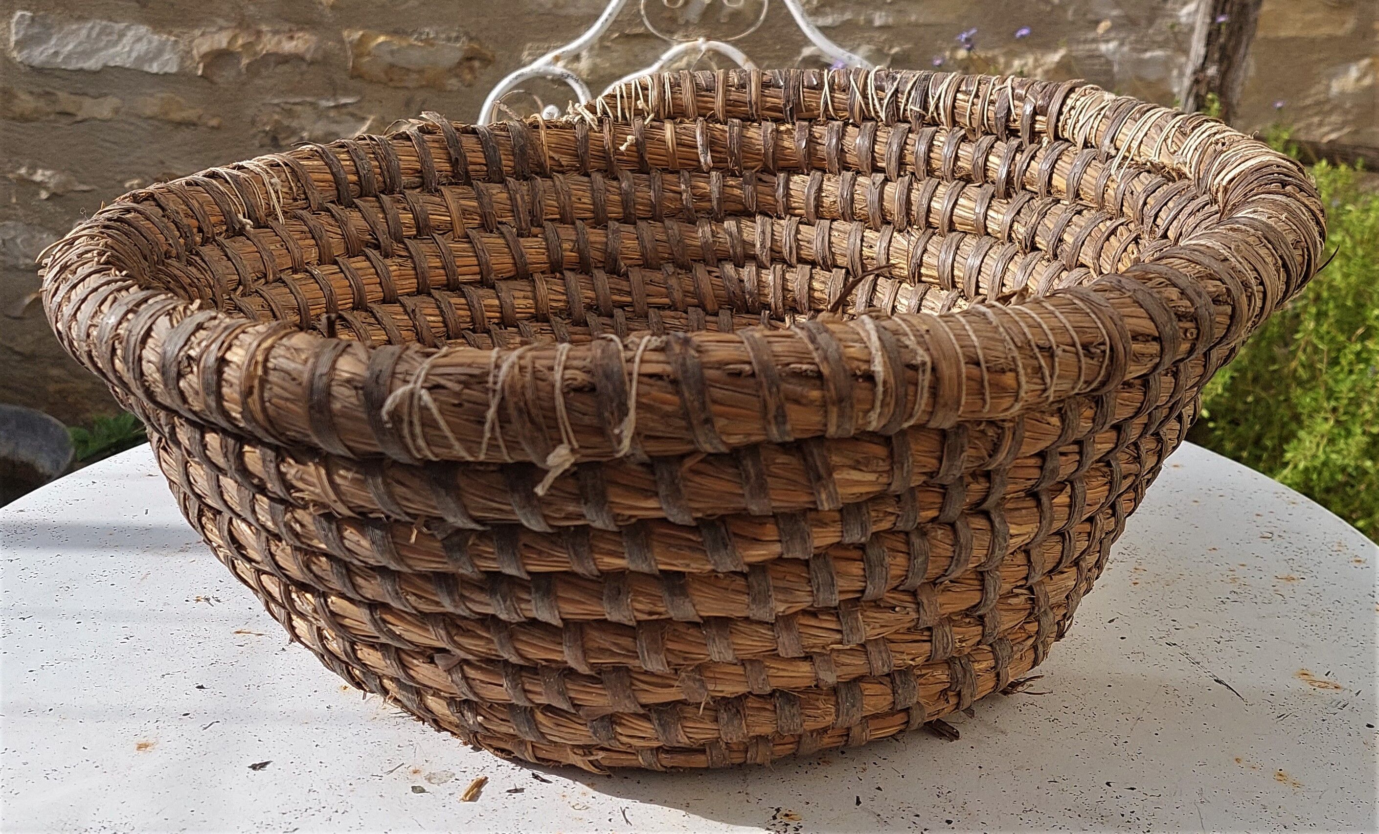 Baker's basket with braided wicker bread early twentieth century