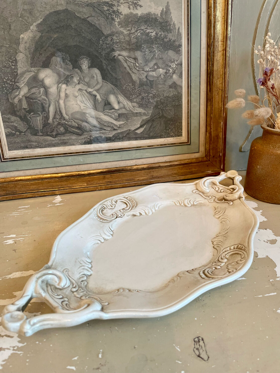 Aged white porcelain dish