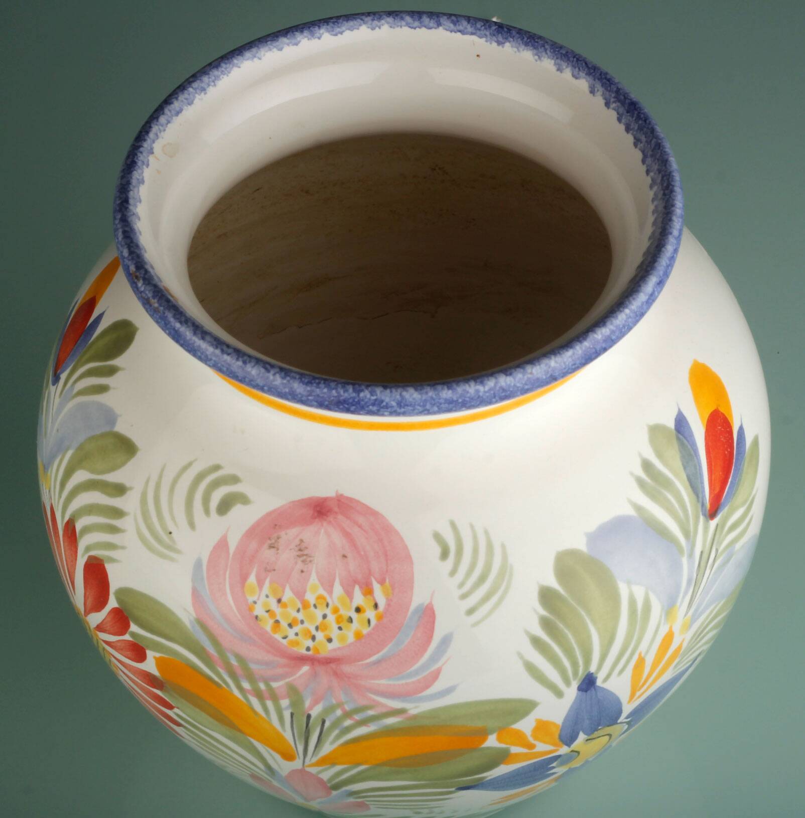 Vase faience motif printanier Fabrice Cudenec Quimper FAB