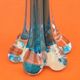 1970s soliflore vase " elephant foot " transparent glass / turquoise