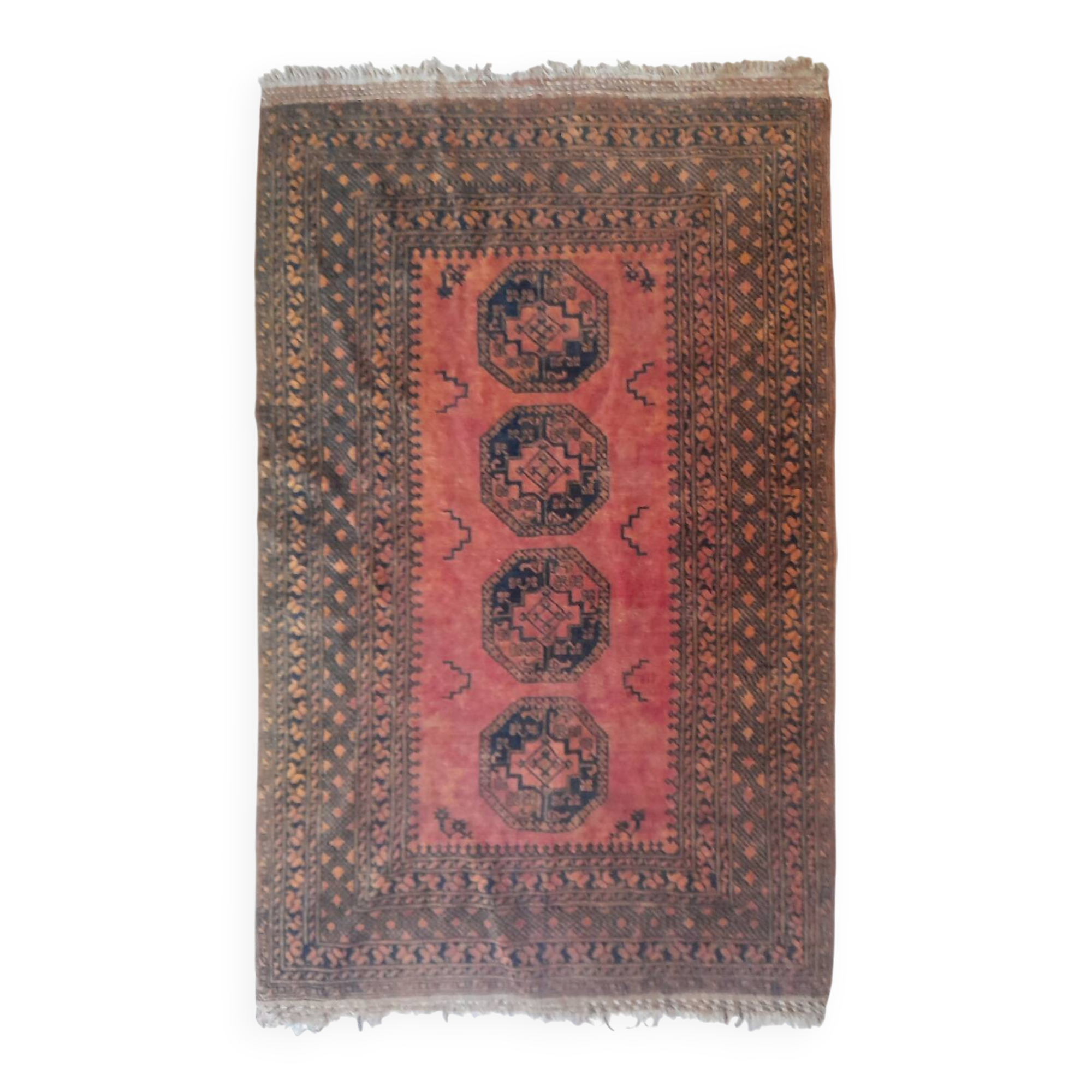 Afghan Carpet "Gül" Vintage – Wool – Exceptional Patina 205x132cm