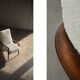Vintage Mid-Century Scandinavian Modern White Boucle &Teak High Armchair