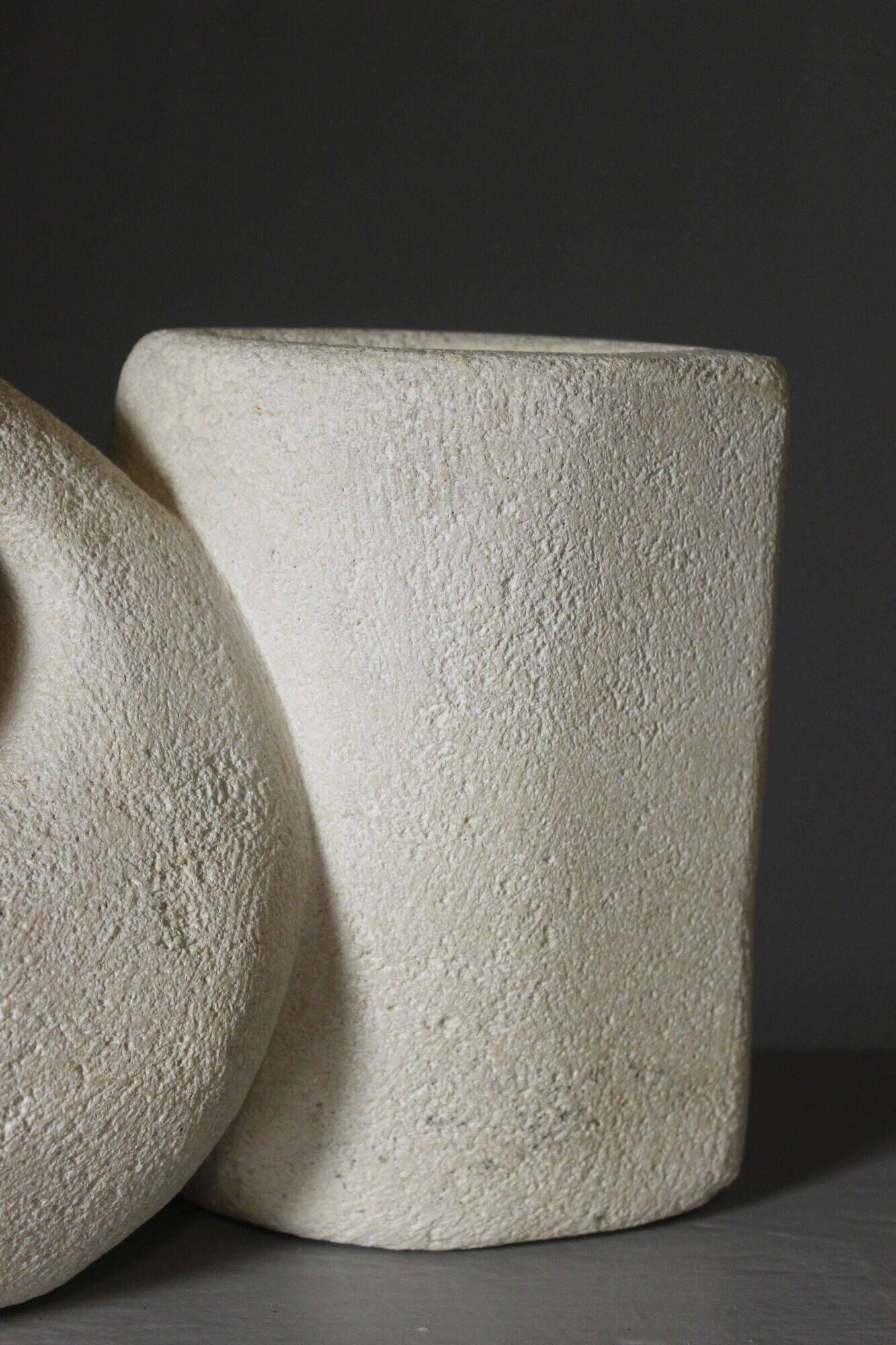 Sculptural vase lamp from Pierre du Gard, carved, 1970s design by Albert Tormos.