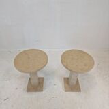 Set of 2 Italian Travertine for Stone Pedestals or Side Tables, 1980's