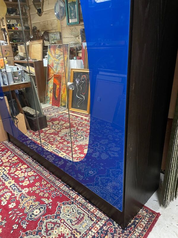 Armoire penderie miroir bleu vintage 70