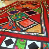 Handmade vintage Uzbek Suzani patchwork kilim 129cm x 227cm, 1960s