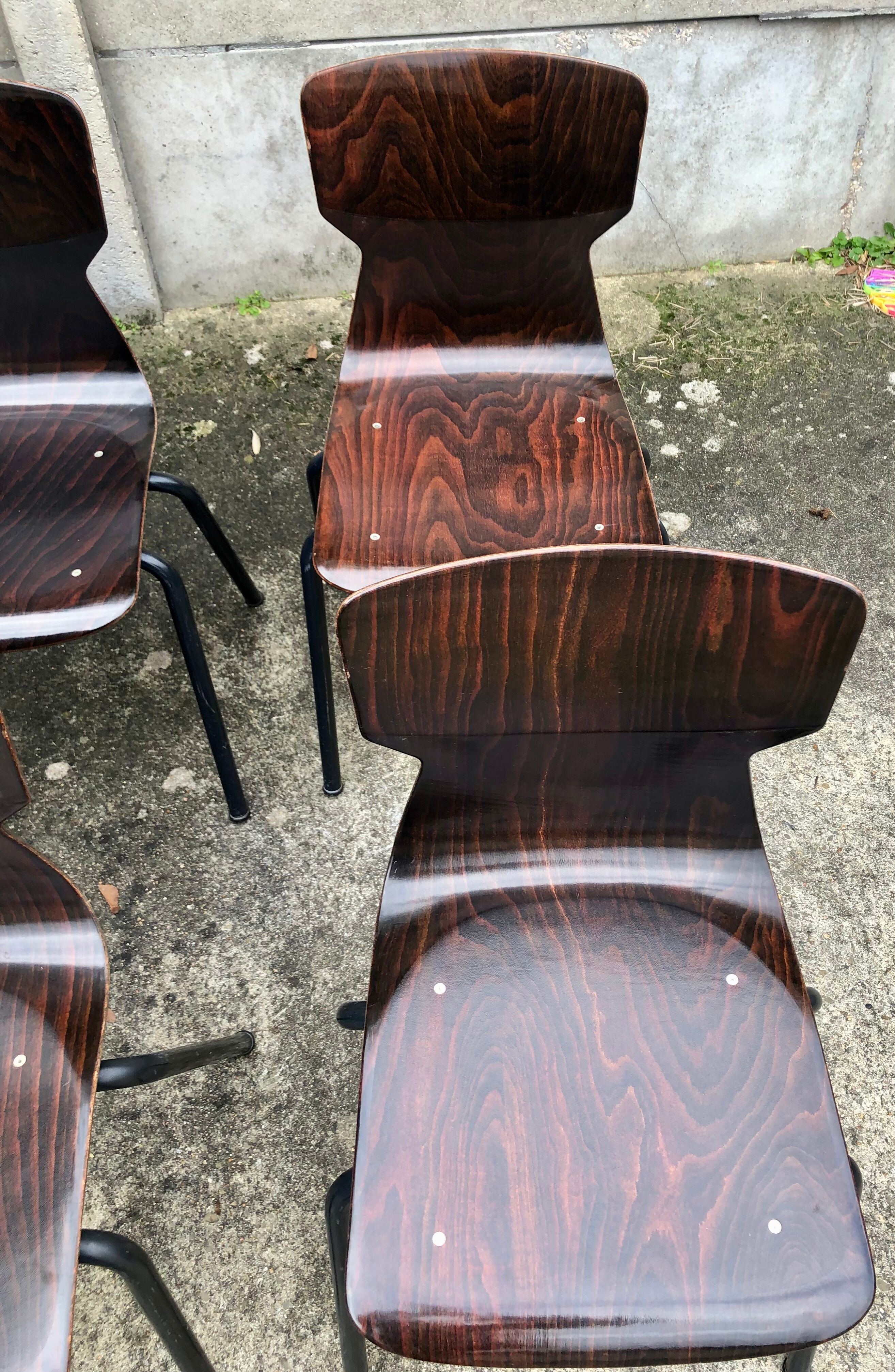 Lot de 6 chaises vintage Eromes E5