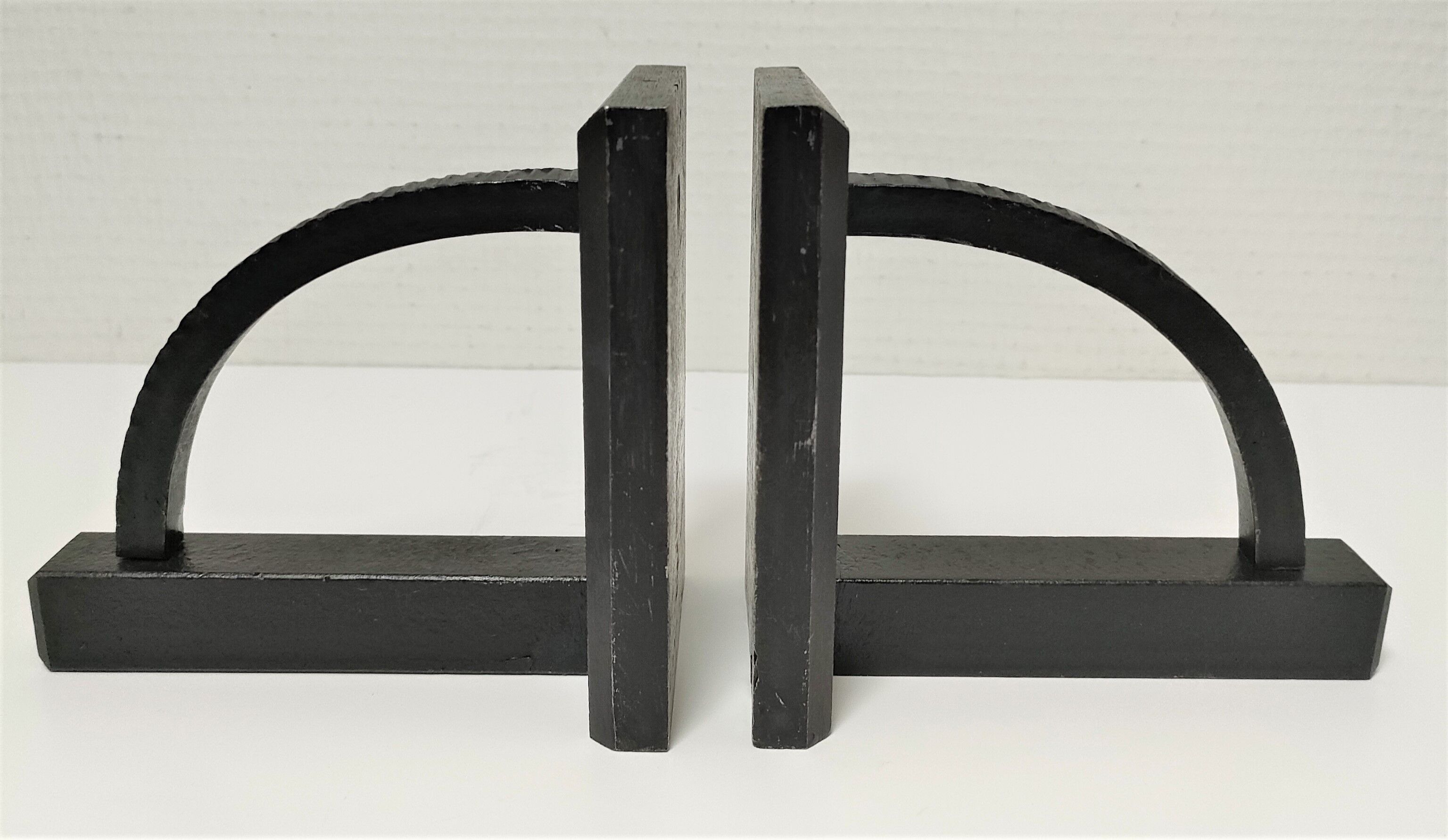 Pair of bookends in black lacquered steel design 60s