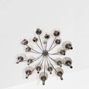 Paire de lustres de Veronese 165 cms acier verre Murano vers 1970