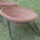 Pair of mid century bamboo and iron pod chairs, 1960s