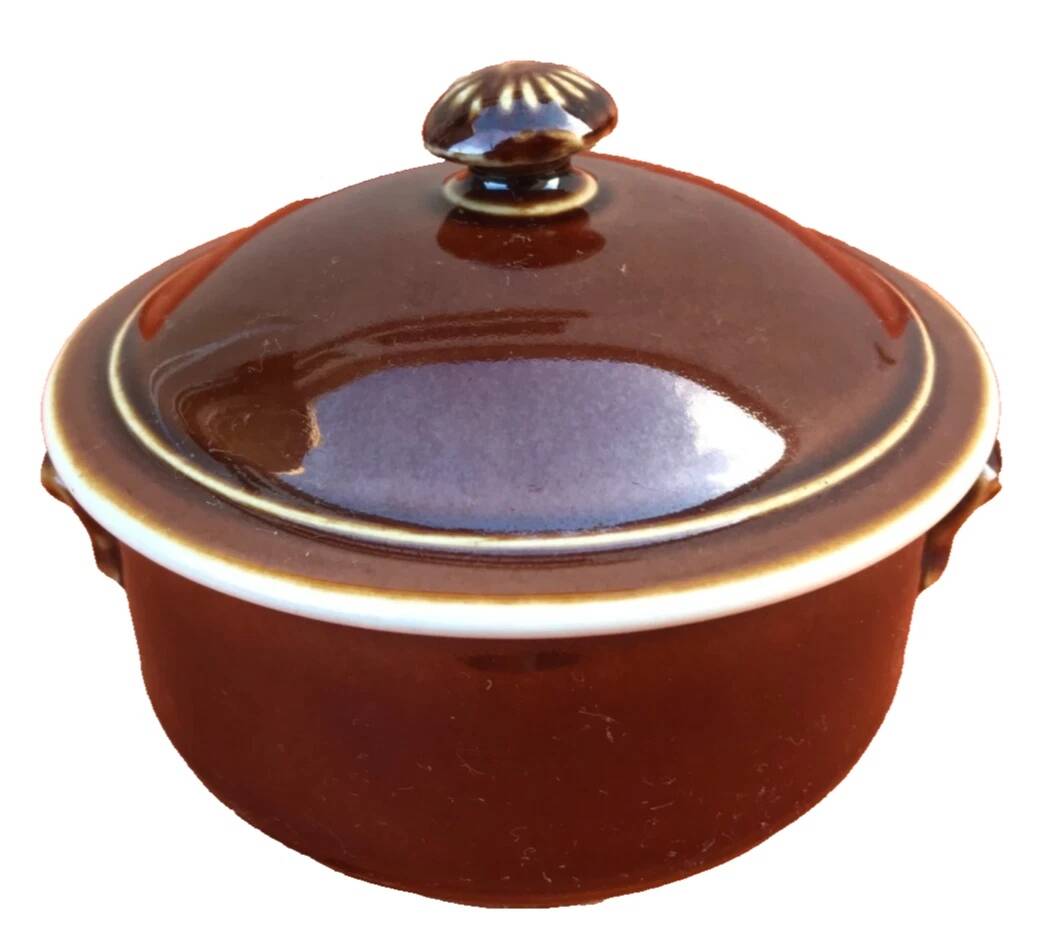 Antique brown glazed ceramic terrine