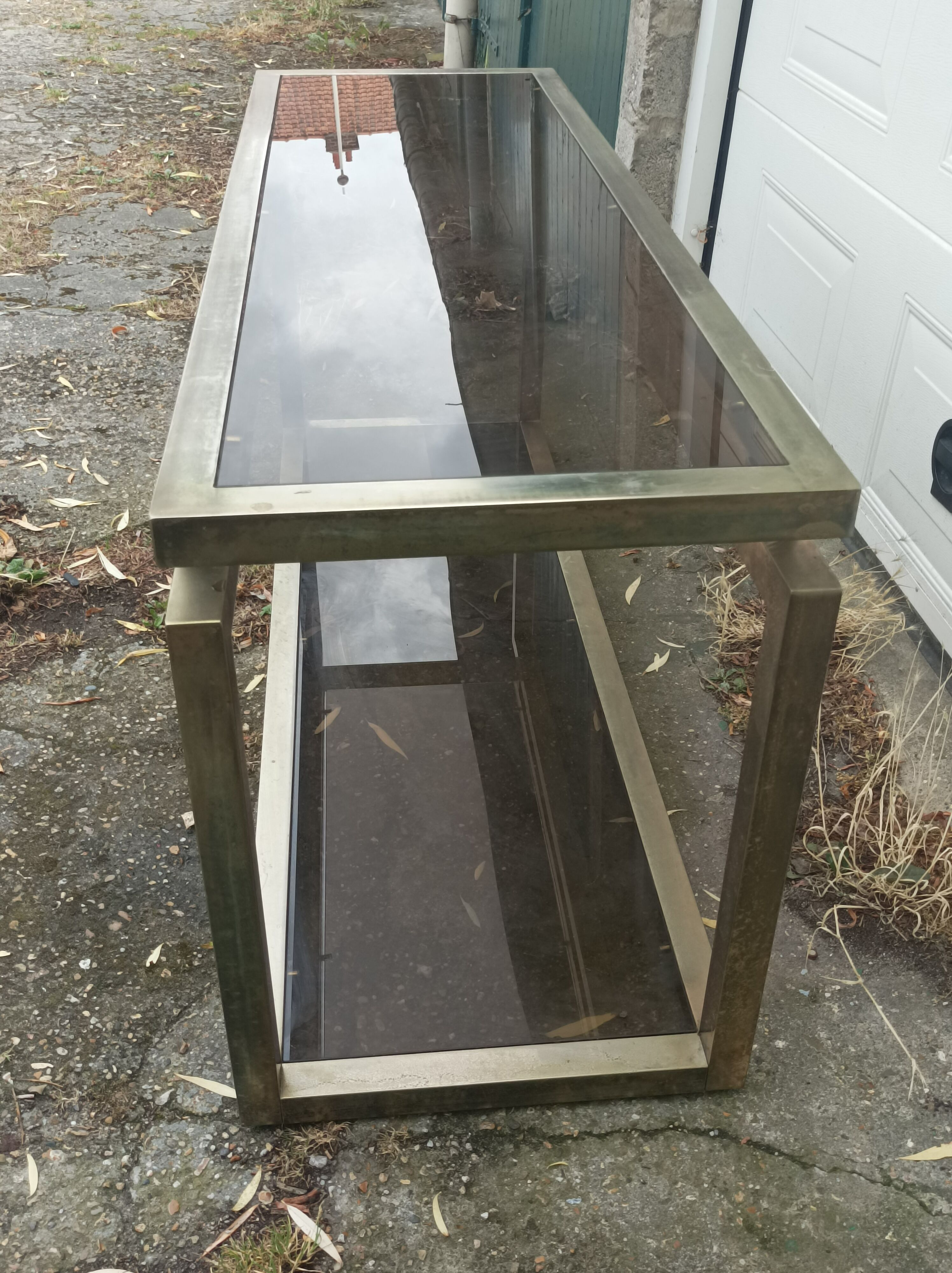 Old large vintage brass console table 1970