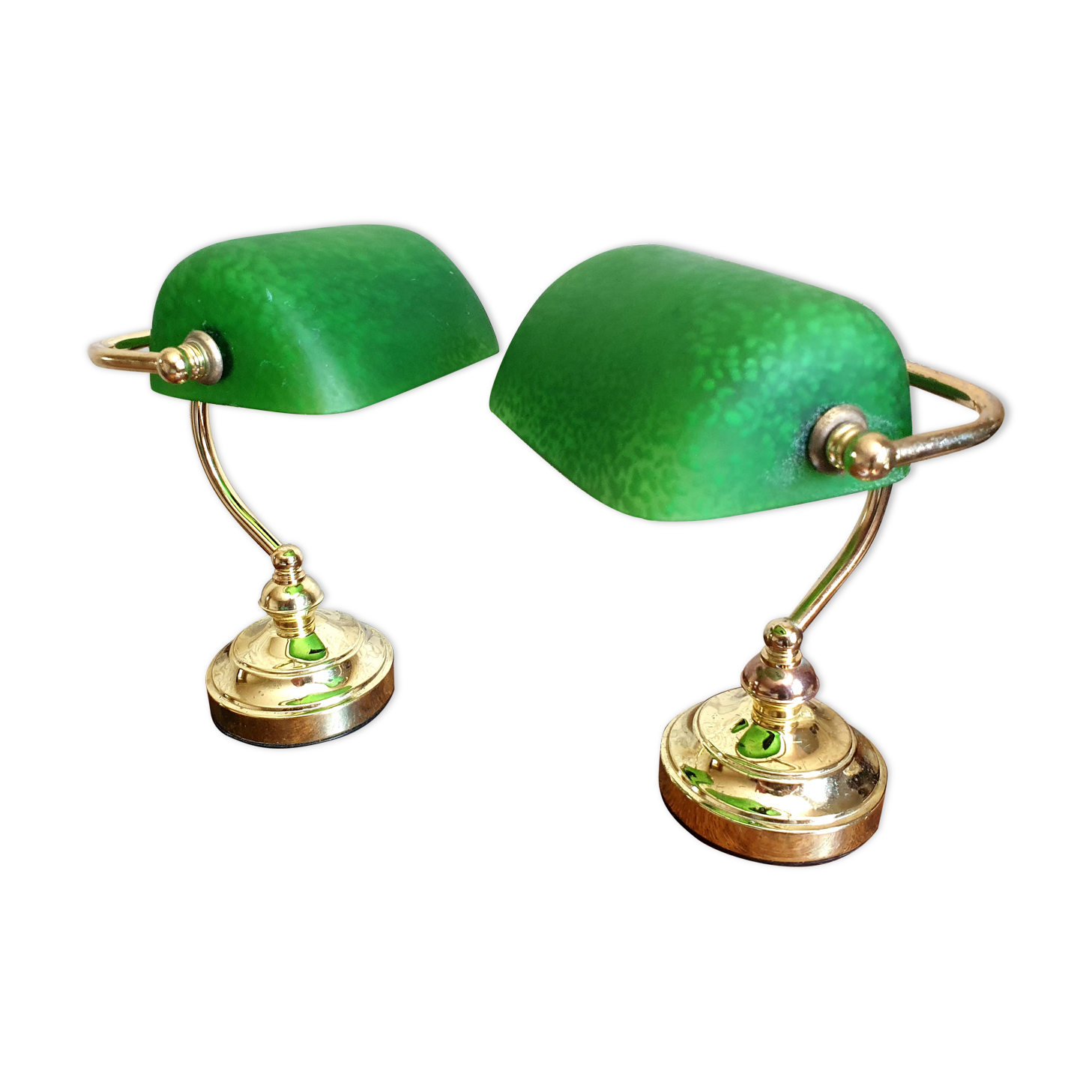 Pair of notary or banker lamps