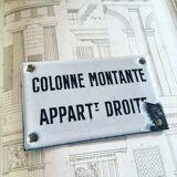 Enamelled plaque "rising column 6 straight apartment" 1950