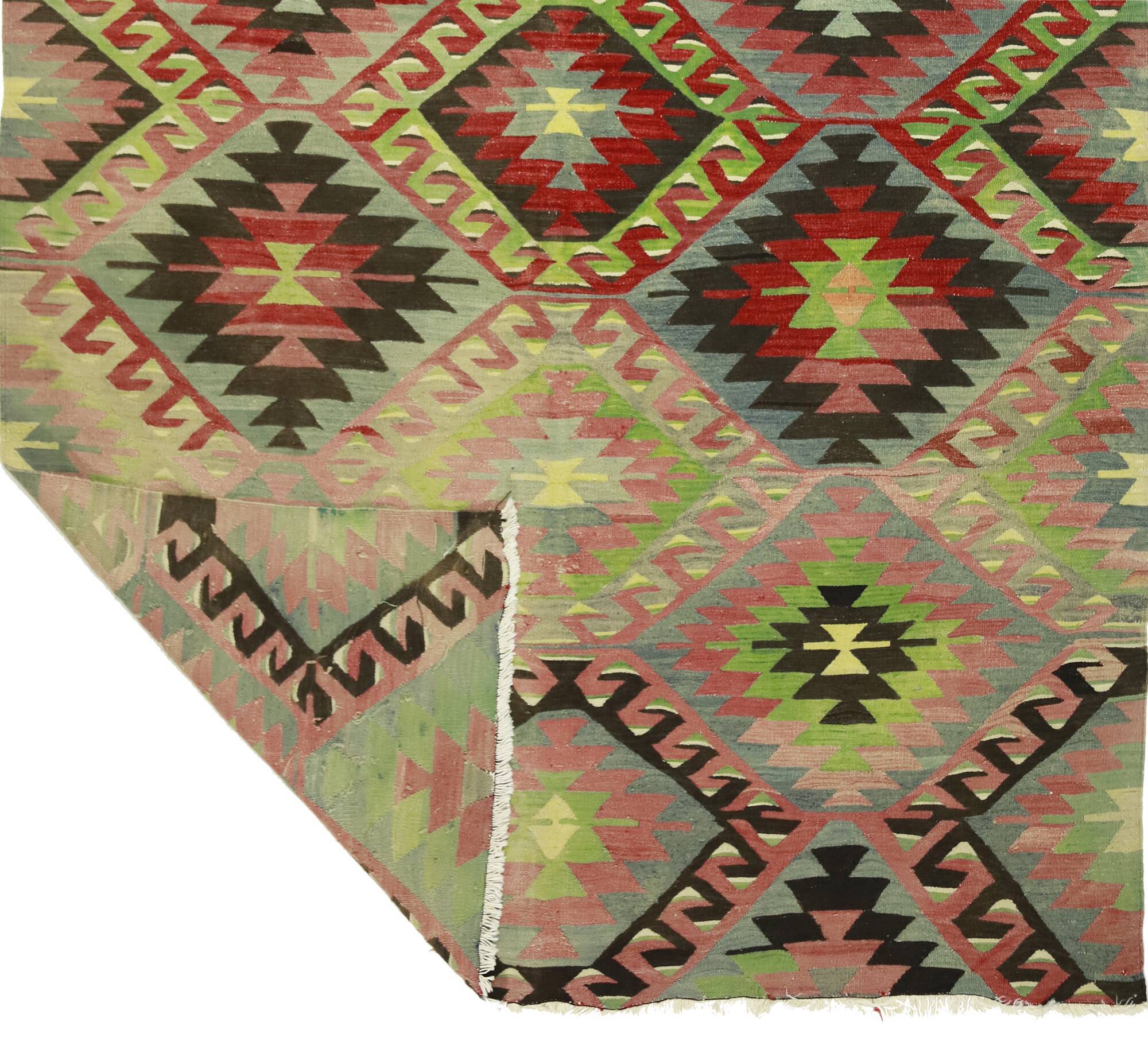 Turkish Kilim Yoruk Vintage 178x284 cm Geometric Beige and Red