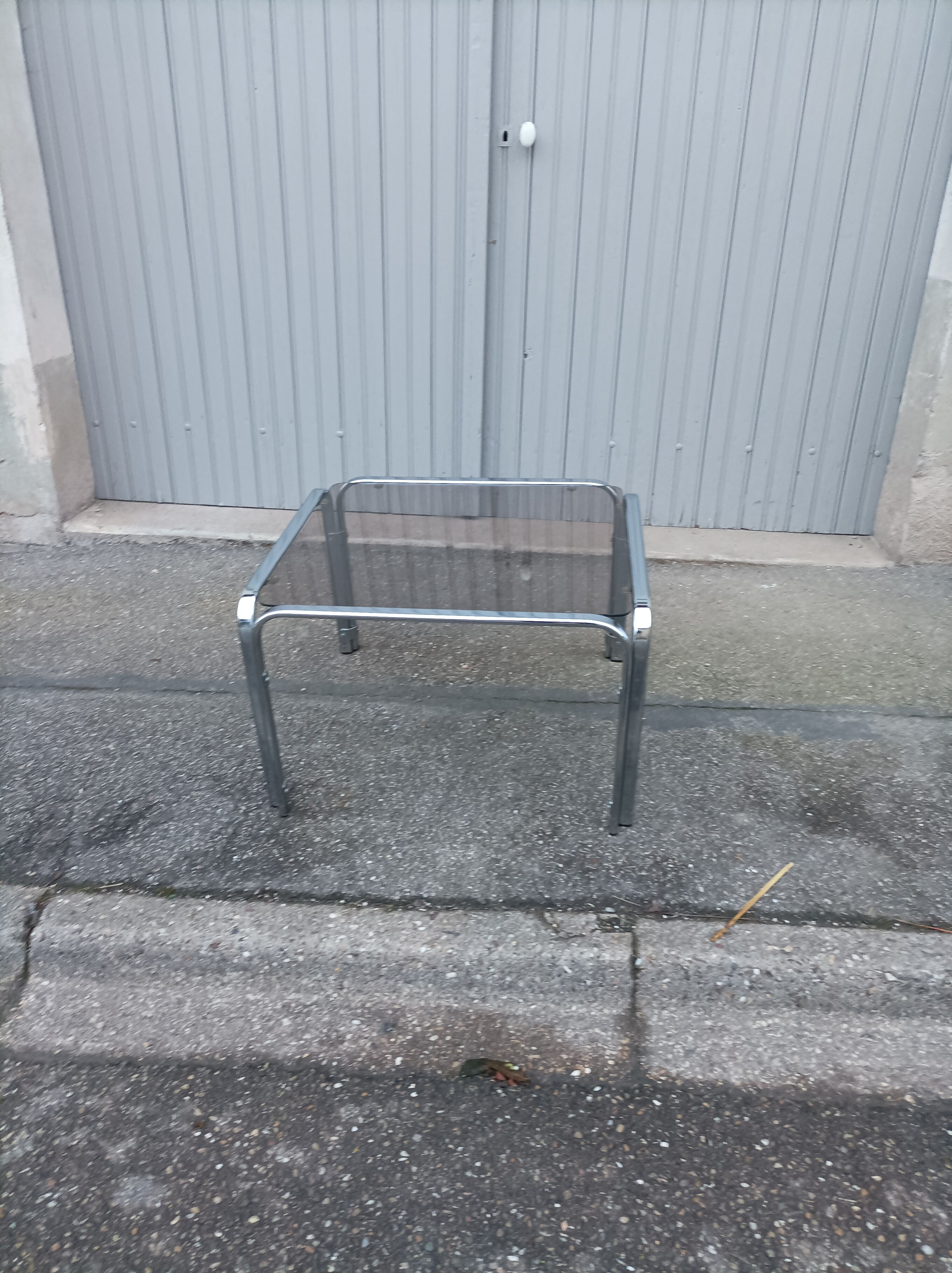 Vintage chrome coffee table and smoked glass