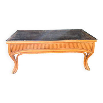 Table basse en rotin vintage