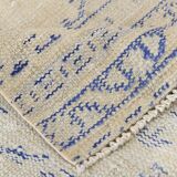 3x12 Blue & Beige Antique Vintage Runner Rug, 80x369Cm SK 23836
