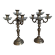 Pair of candelabra candle holders in bronze and glass louis xvi