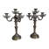 Pair of candelabra candle holders in bronze and glass louis xvi