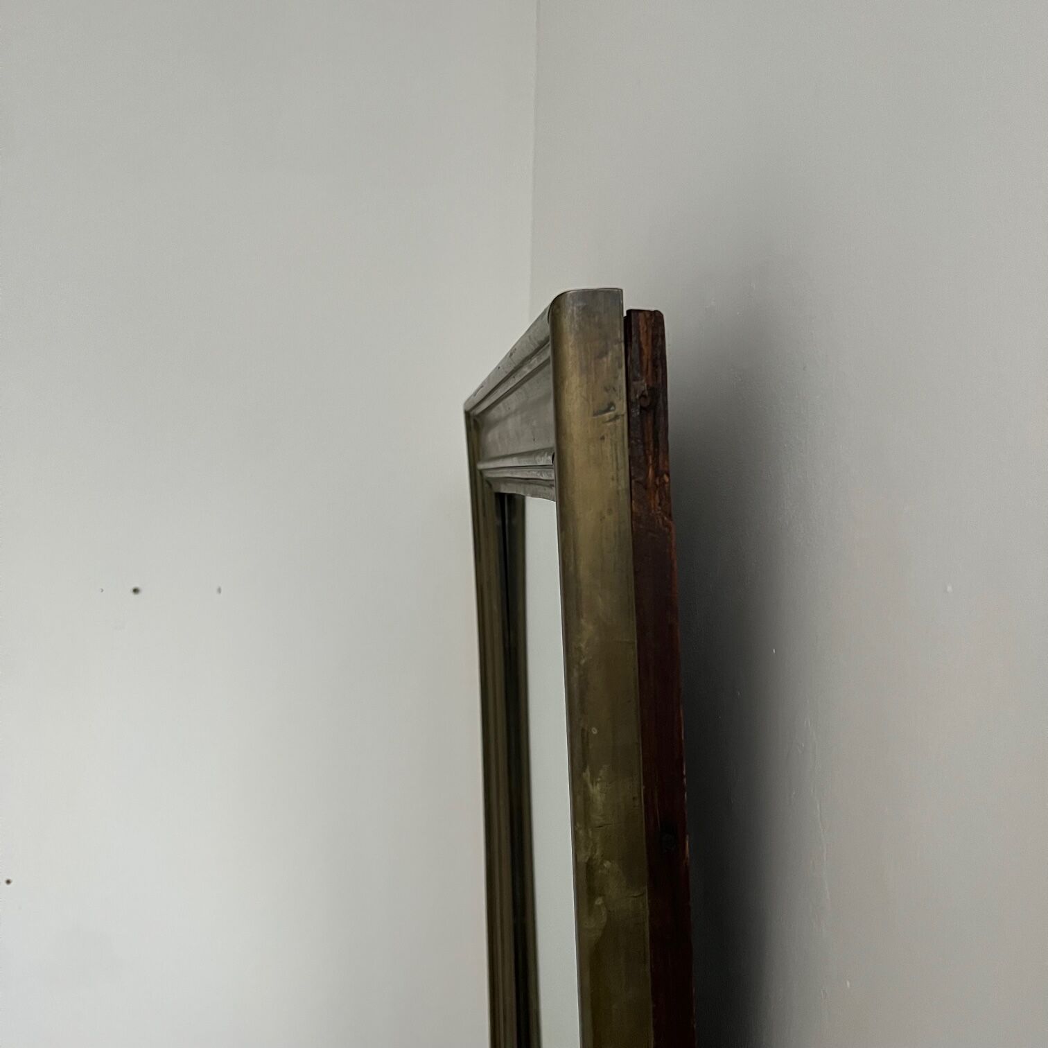 Antique french brass bistro mirror