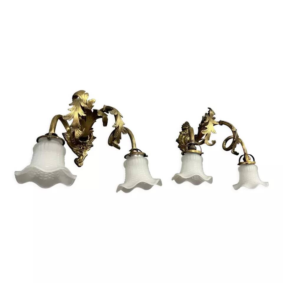 Paire d'appliques époque Napoléon III en bronze doré vers 1880