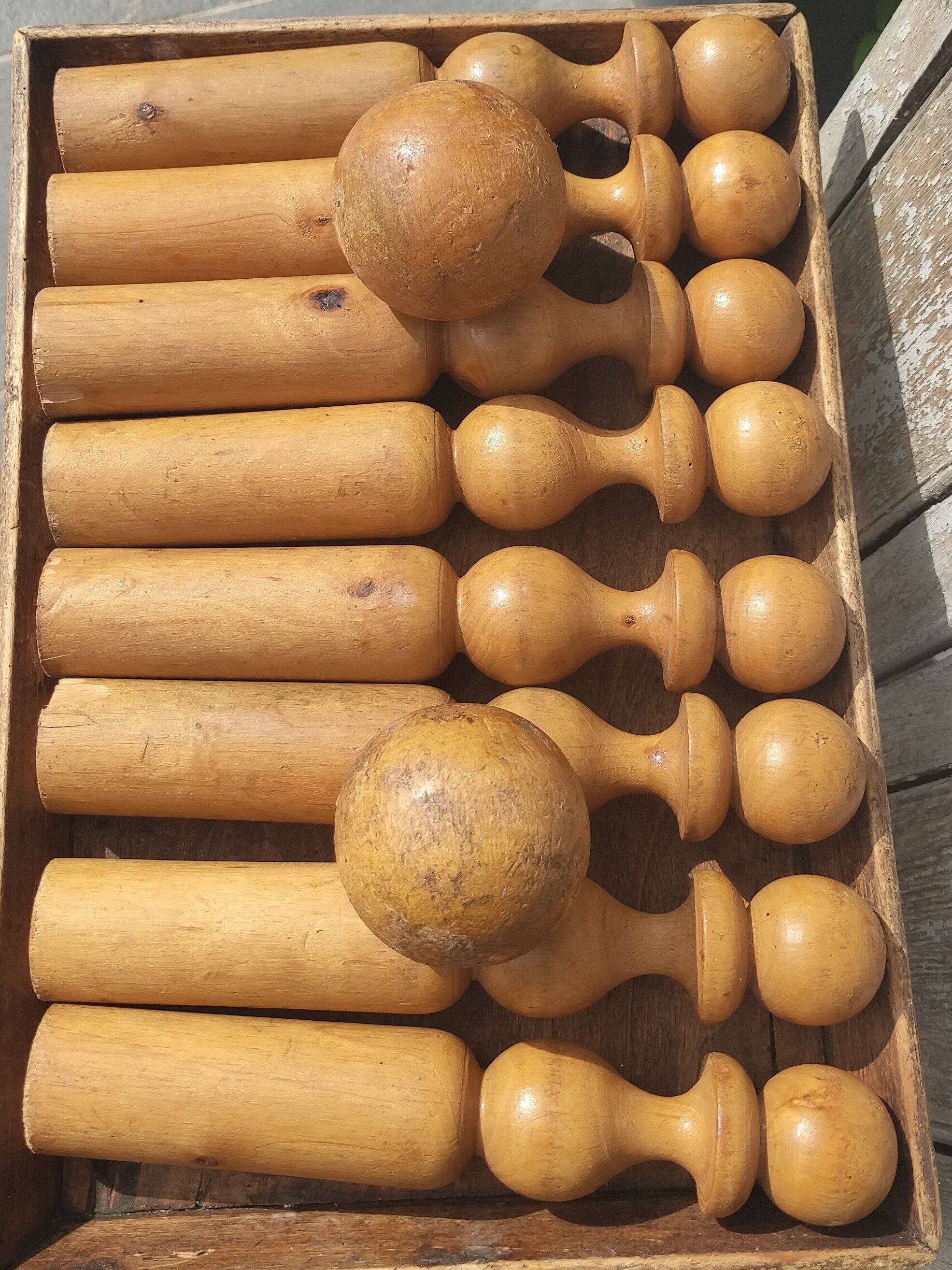 Old vintage wooden bowling game