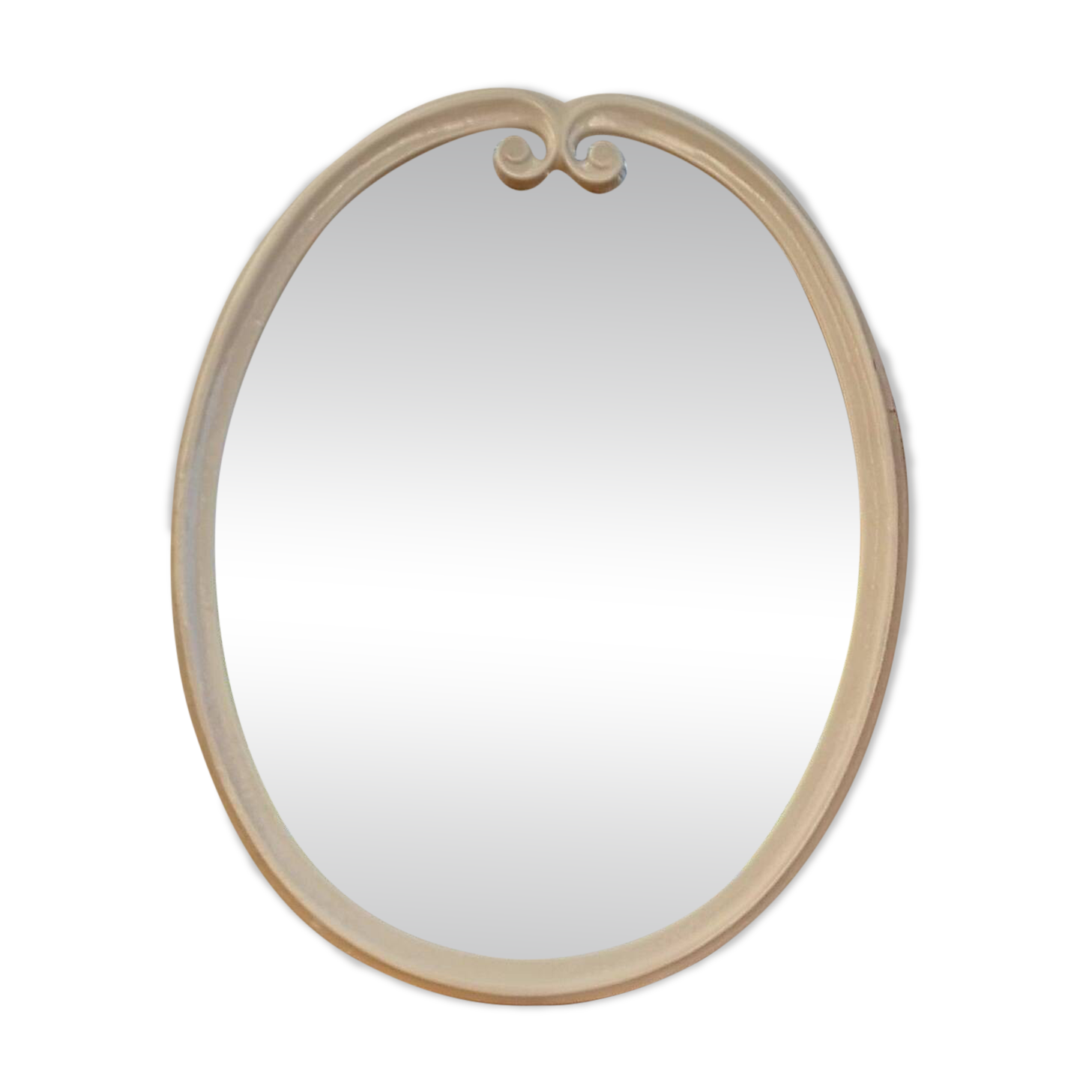 Vintage enamelled metal oval mirror