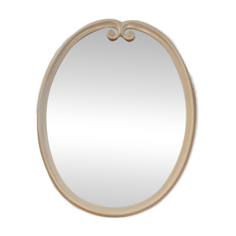 Miroir ovale en métal émaillé vintage