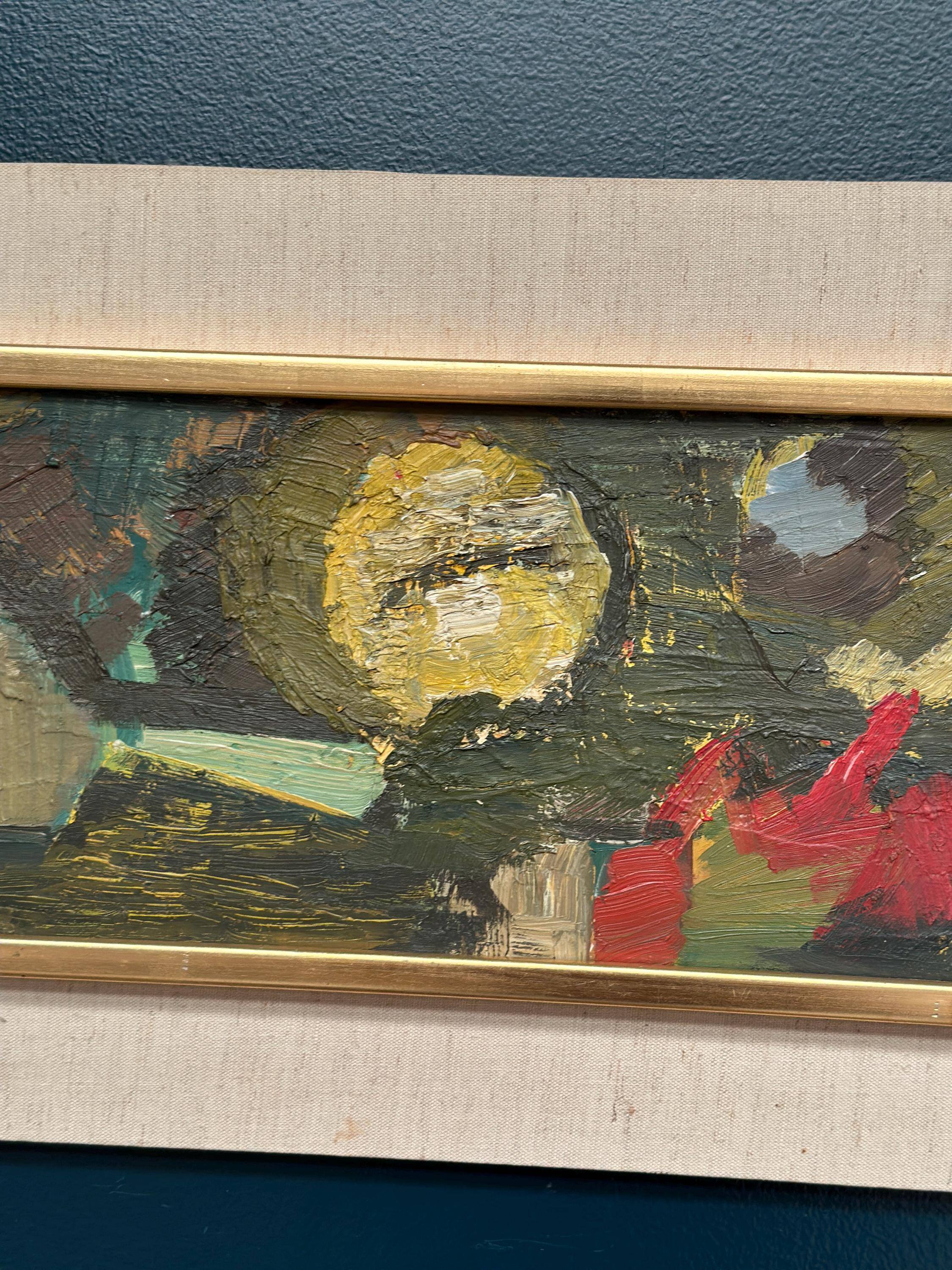 Original Oil on Swedish Panel - "Abstract" by Ragnar Godin - Signed - Dated 1968 - Framed