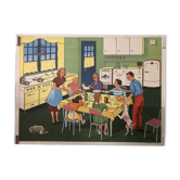 Vintage school poster on family meals and illness