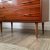 Teak veneer chest of drawers